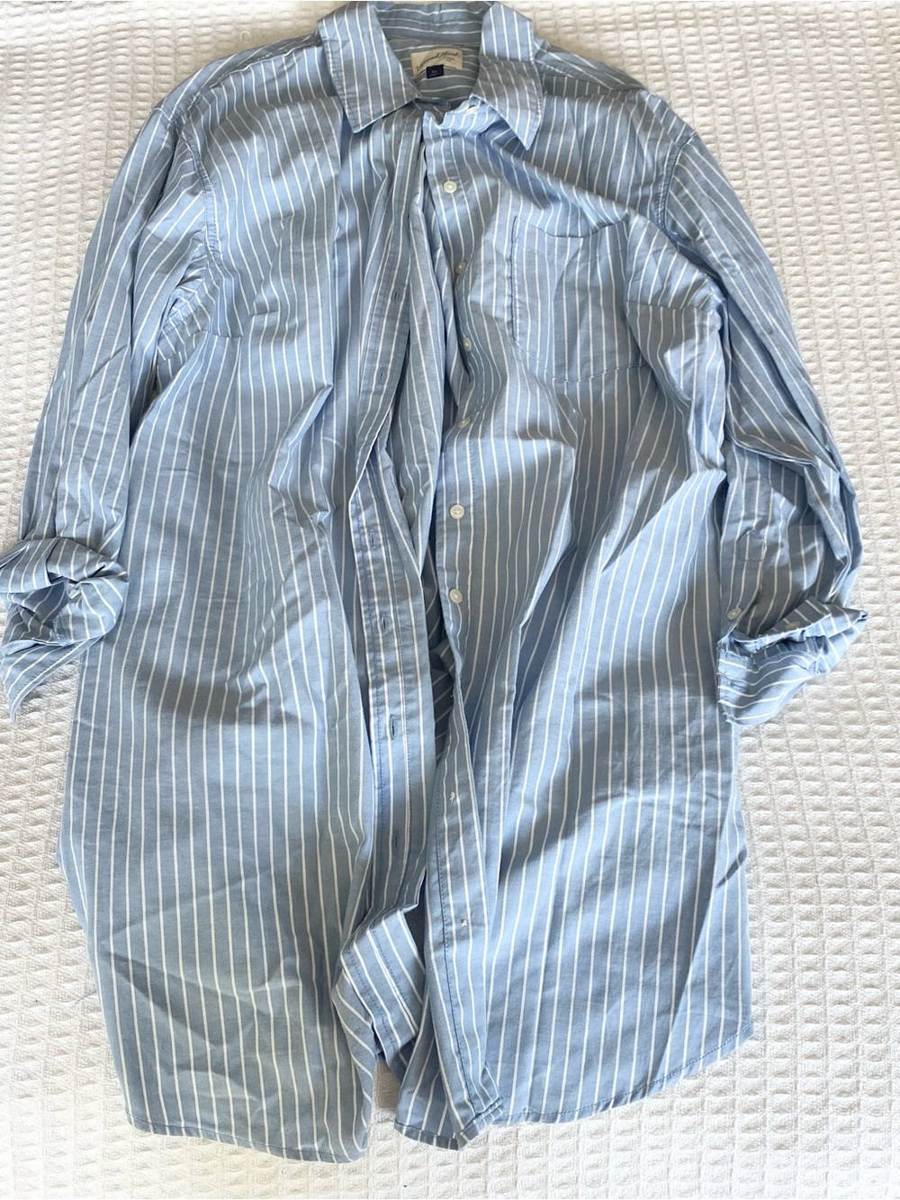 Universal Thread Blue & White Striped Long Sleeve Shirt Dress - Picture 2 of 5